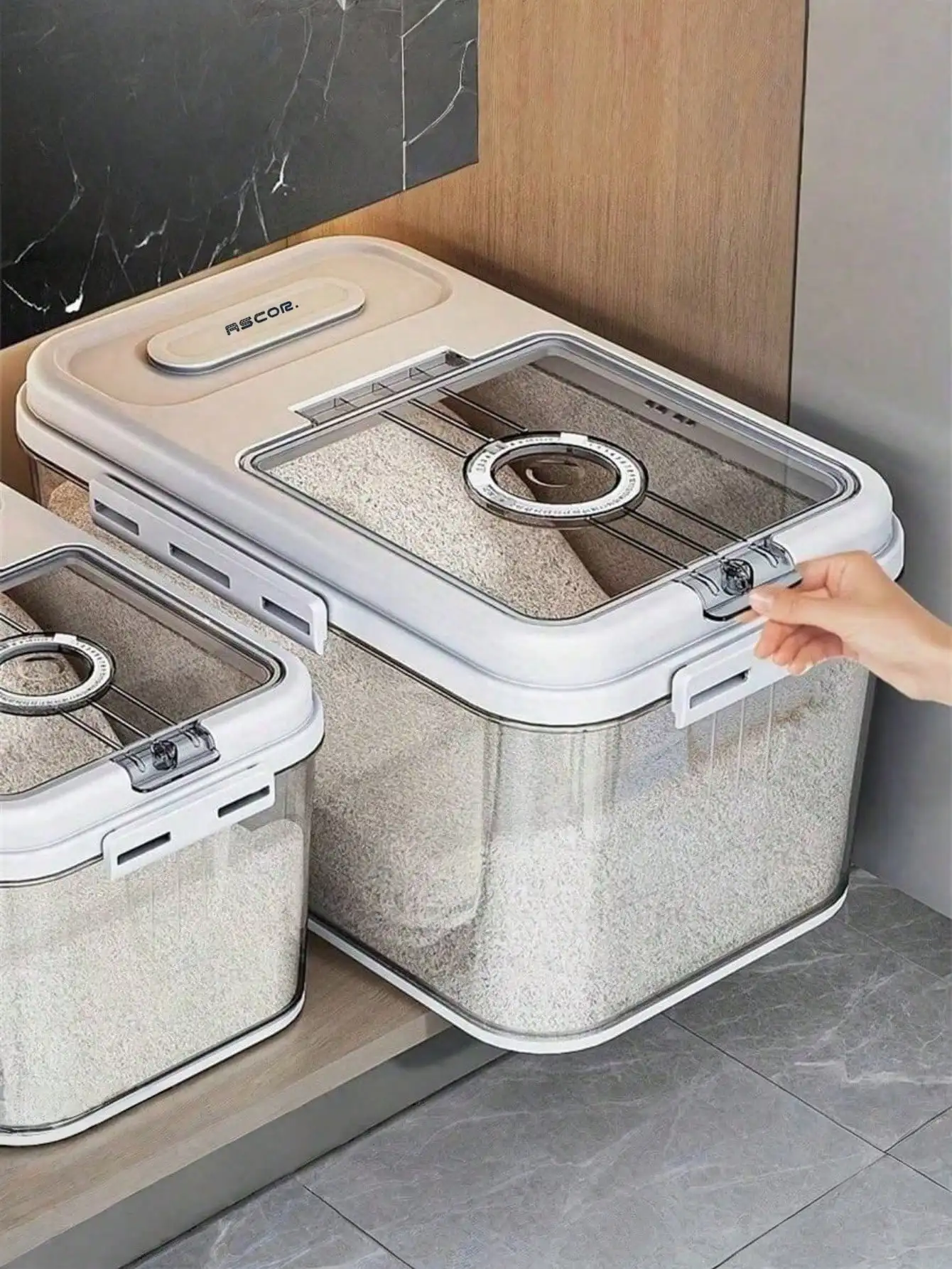 10.8L & 7.8L Airtight Food Storage Containers, PET Square Flip-Top Rice Canisters, Reusable, Insect & Moisture Proof, Hand Washa