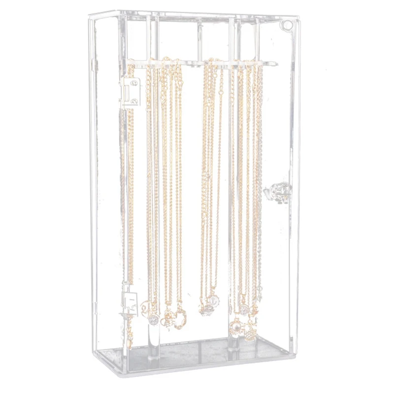 Transparent Acrylic 24 Hooks Rotation Necklace Display Stand Pendant Display Organizer Holder Dust-Proof Jewelry Display Box 18cm transparent stand acrylic display case show box dust proof base for 1 32 car models