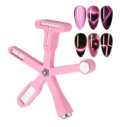 Versatile Magnetic Nail Art Tool for Cat Eye Gel Polish with Glitter Effect (Pink 6 - IN - 1)