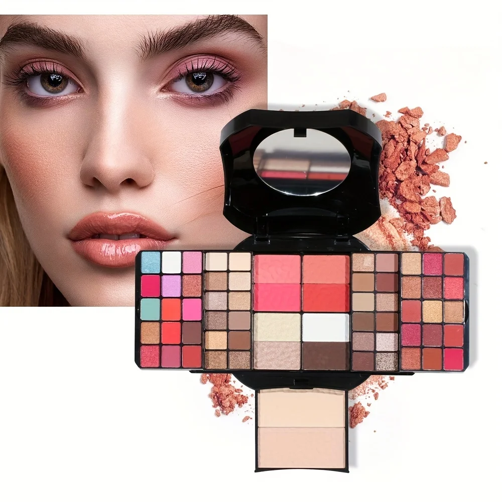 64-Color Eyeshadow Makeup Palette with Brush Portable Powder Cosmetic Kit Eyes Long-lasting Shimmer & Matte Finishes For Easter