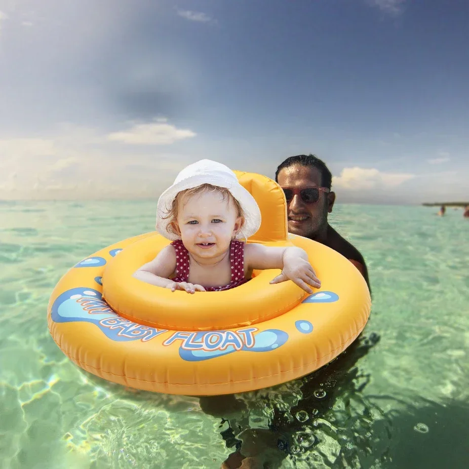 Swim Ring Baby Swimming Seat Baby Toys Cute Summer Inflatable Toddlers Bathtub Kids Wheels Portable Swimming Float Ring 5