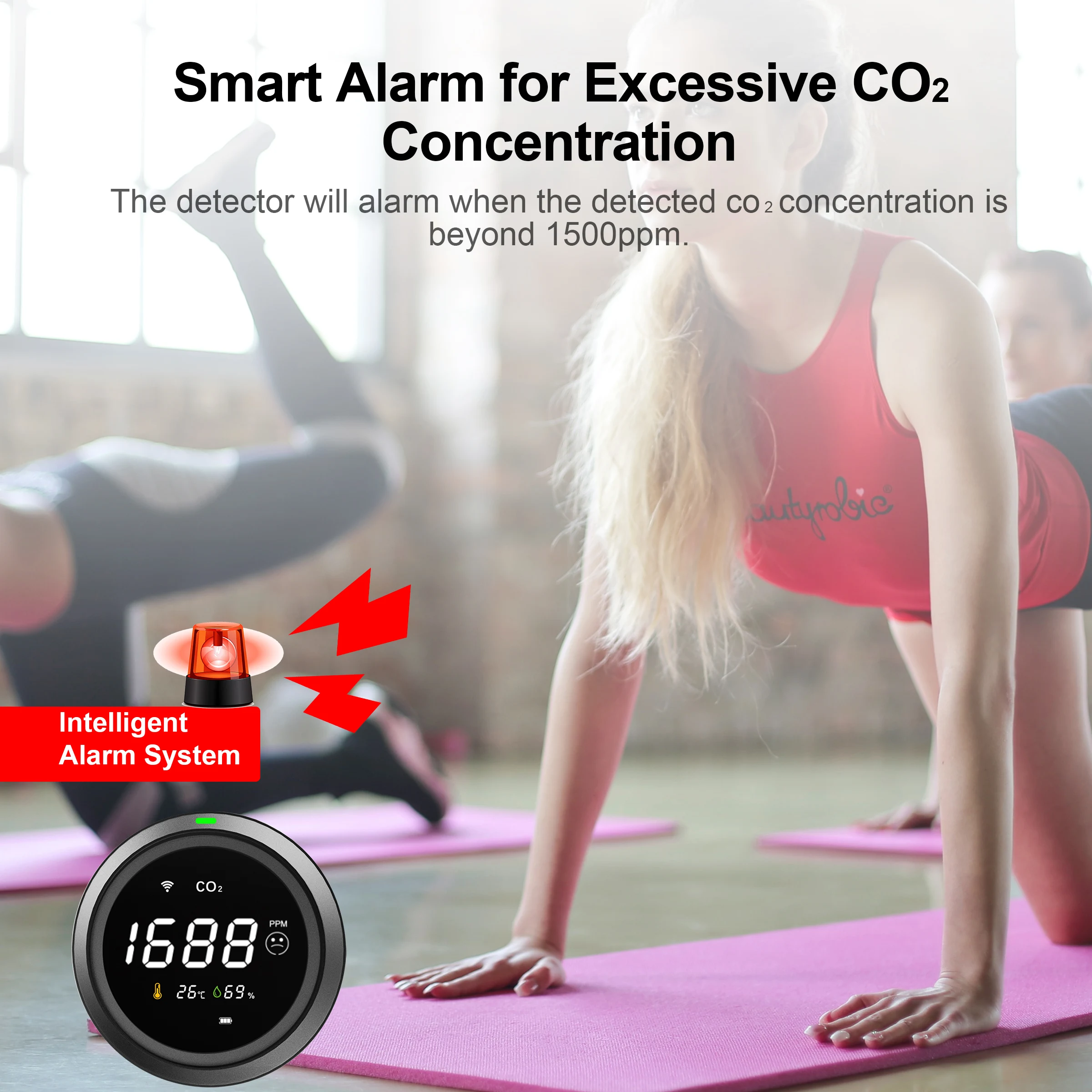 GIRIER Tuya Smart CO2 Detector WiFi Carbon Dioxide Sensor Indoor Air Quality Monitor Built-in Temperature and Humidity Sensor