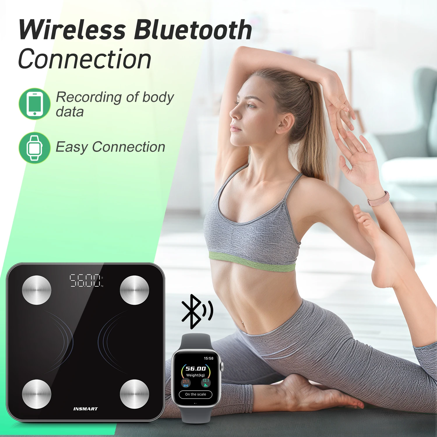 INSMART Digital Weight Scale Person Body Balance Inteligente Adult 180kg Bioimpedance Scale Smart Body Fat Professional Scales 6