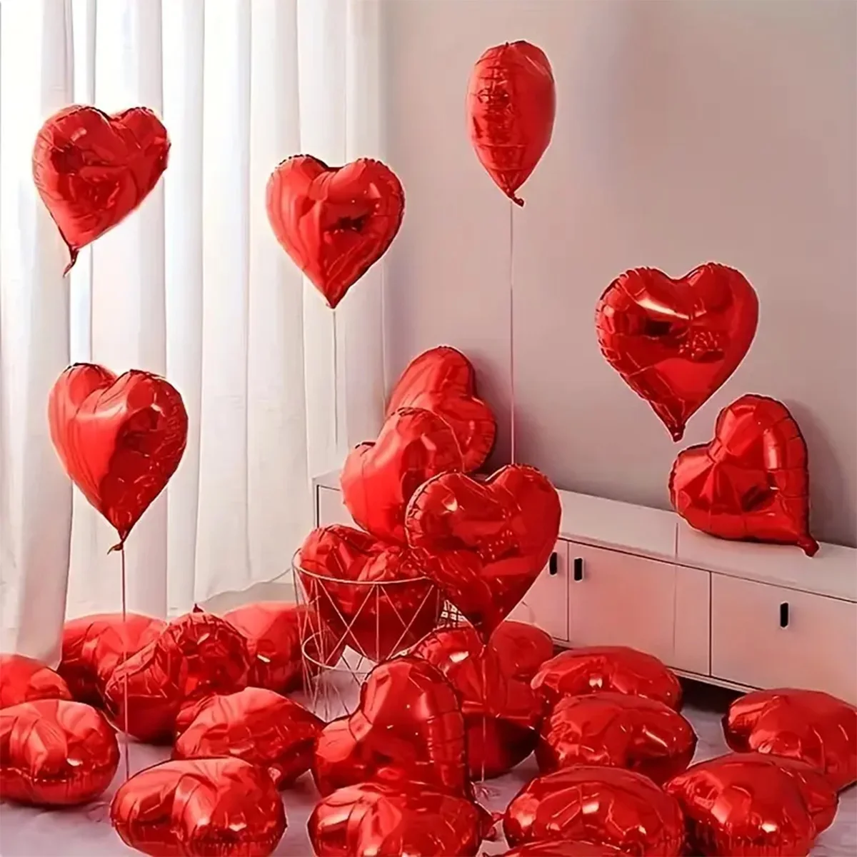 50 Stück 10 Zoll Rote Herz-Folienballons Helium-Liebesform-Ballons für Valentinstag Hochzeit Geburtstag Heiratsantrag Party-Dekoration