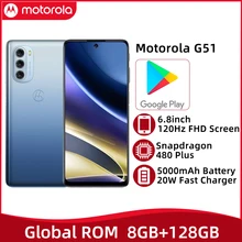 Global Rom Motorola Moto G51 8GB 128GB Mobile Phone 50MP 6.8'' FHD 120Hz Screen 5000mAh Battery Smartphone Snapdragon 480Plus