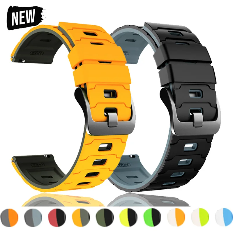 Versatile 22mm Sports Strap Replacement - Durable Rubber Bracelet