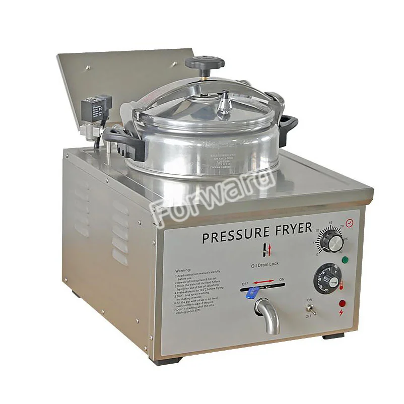 Genmine Commercial Electric Countertop Pressure Fryer Pressure Fryer For  Chicken 16L 2400W Commercial Electric Countertop Pressure Fryer Deep Fryer  Cooker Stainless Chicken Fish with Timer & Temperature
