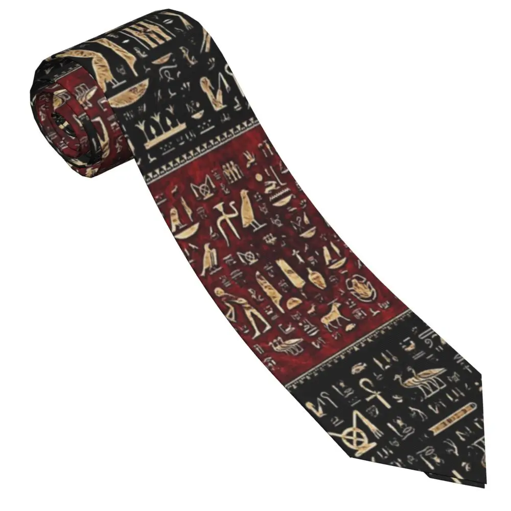 Egyptian Hieroglyphs Necktie Men Polyester 8 cm Classic Ancient Egypt Neck Ties for Mens Accessories Wedding Business woven necktie