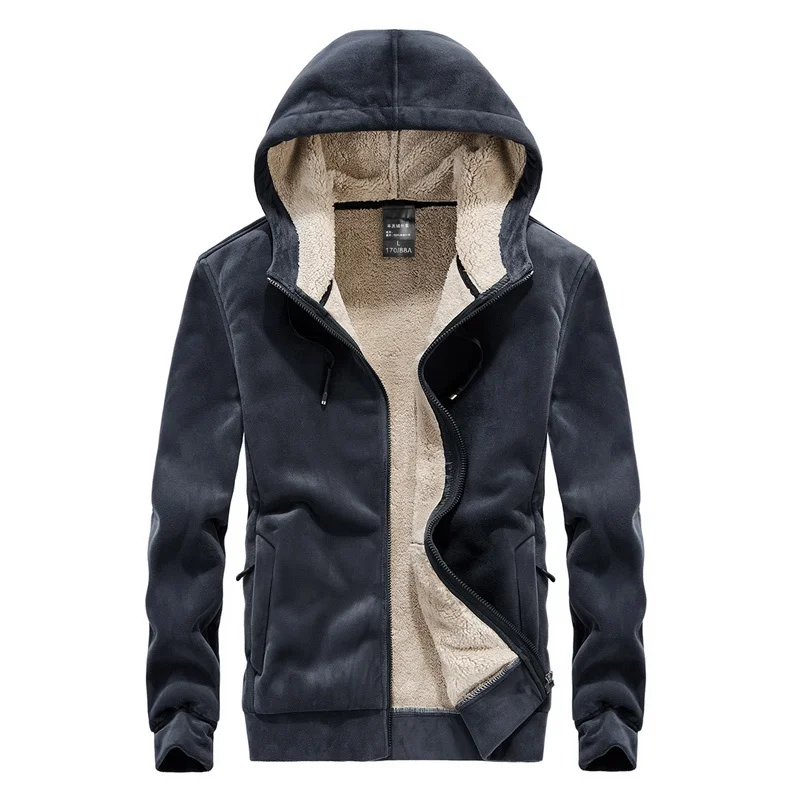 

Winter Warm Fleece Jackets Men Casual Solid Hoodies Sweatshirts Plus Size 6XL 7XL 8XL Thicken Zipper Velvet Coats Hooded Clothes