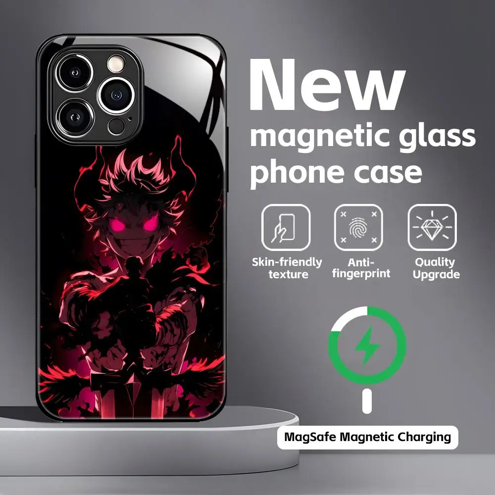 Black Clover Glass Magnetic Phone Case - Anime Design