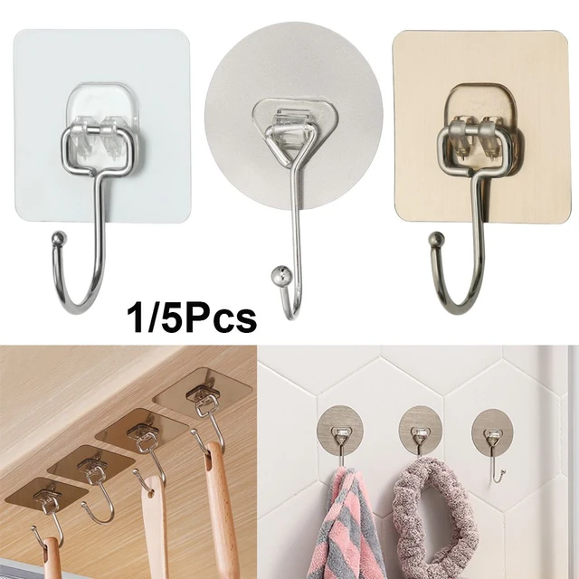 1/5pcs Multi-Purpose Round Square Adhesive Hooks Door Wall Hangers Hooks  Home Hanging Towel and Coats Hook - AliExpress