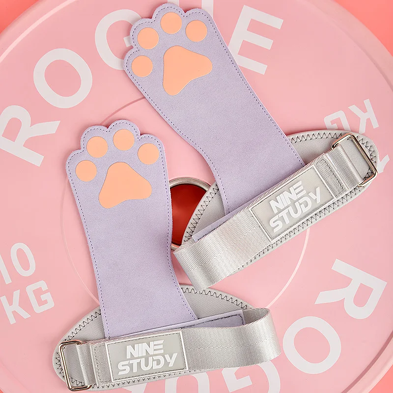 Dog Paw Cowhide Weight Lifting Grips Silicone non-slip With Wrist Straps Lifting Strap Gym Deadlifts Pull Ups Lifting Grip Glove 6