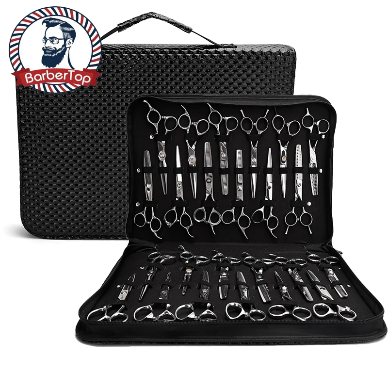 Durable PU Leather Hair Styling Cutting Scissors Shears Case Pouch Salon Hair Scissors Holder Organizer Hair Combs Clips Storage