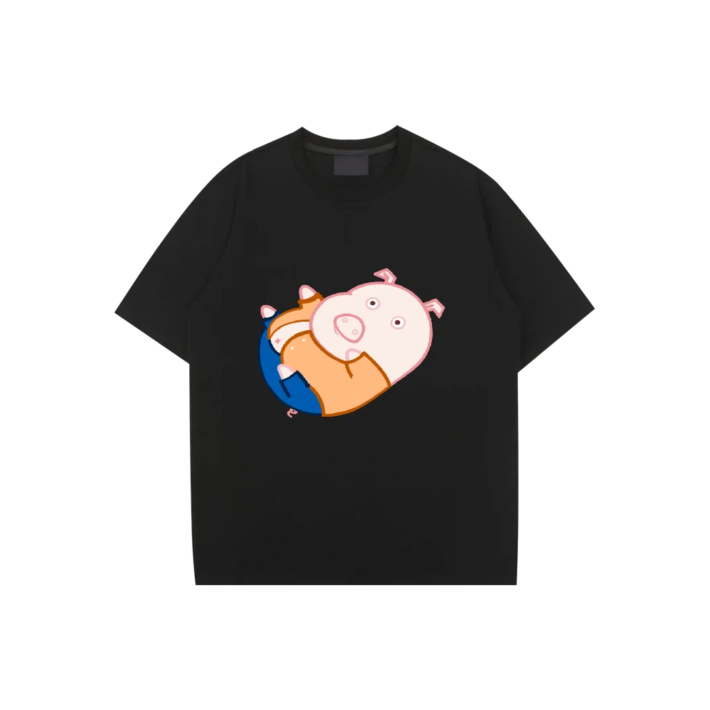 

T-Shirt Men's Vintage Hip Hop Rap Style Tshirt Men Women Men's Cute Pig clothing Short Sleeve West Coast T Shirt Streetwear