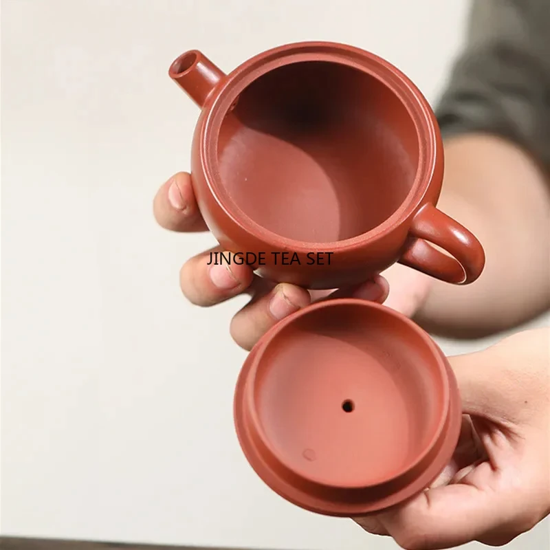120ml Yixing China Small Capacity Purple Clay Teapot Handmade Large Diameter Teapot Raw Mineral Dahongpao Mud Teapot