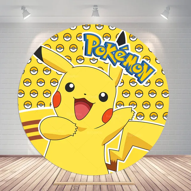 Pokémon Party Round Backdrop Cover, Anime Pikachu Baby Photo, Fotografia  Fundo do círculo com adereços, Banner de vinil poliéster - AliExpress