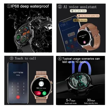 KAVSUMI Smart Watch AMOLED HD Screen Always On Display Women Watches Bluetooth Call IP68 Waterproof Sport Fitness Men Smartwatch 5