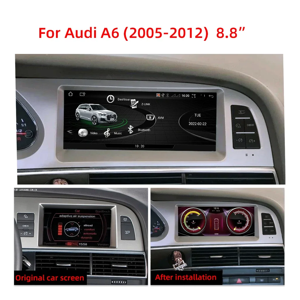 

8.8 Inch LHD Touch Screen Android Wireless Carplay GPS BT Car DVD Player Multimedia Player For Audi A6 A6L 2005-2012