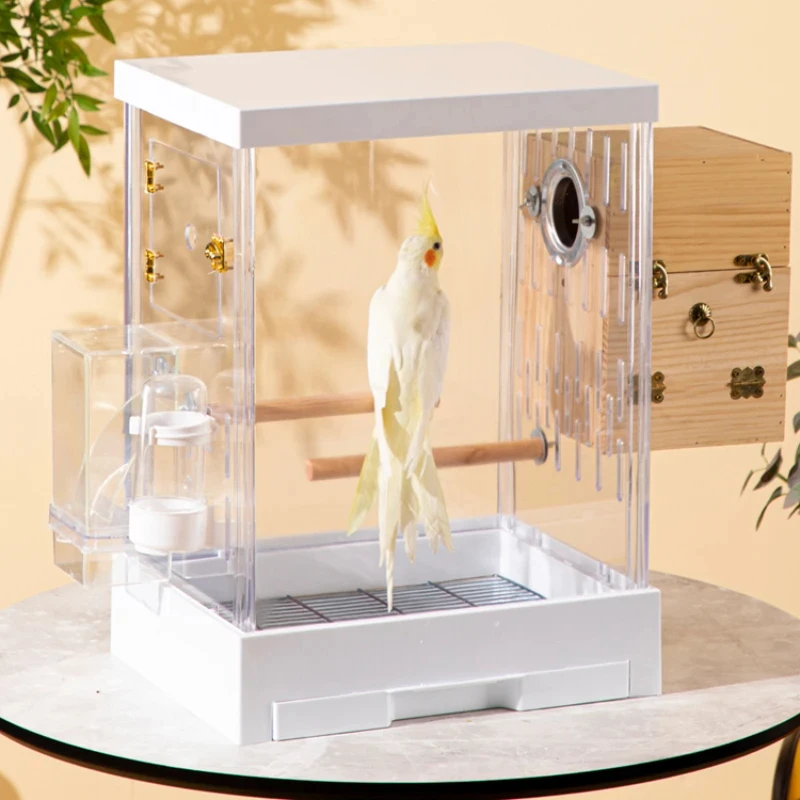 

Прозрачная акриловая птичья клетка большая вилла Budgie портативная Роскошная птичья клетка для парка украшение Jaula Pajaro товары для домашних животных