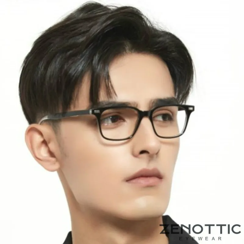 ZENOTTIC Fashion Trend Square Anti-Blue Light Men's Glasses Anti-Mobile ...