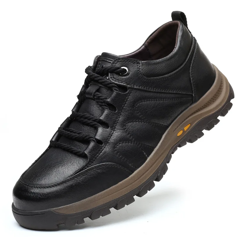 2023 Man Shoes Lace Up Non-slip Hard-Wearing Outdoor Work Simple All-match Fashion Casual Leather Hiking Shoes plus size 39-48