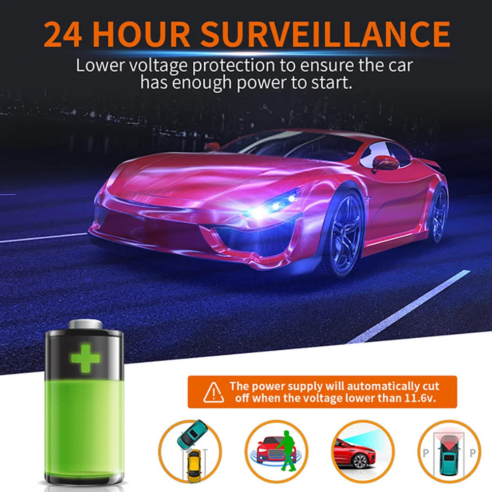 대시 캠 하드 와이어 키트 마이크로 Type-C USB 포트 DC 12/24V  5V 차량용 충전기 2A 24H 주차 모니터 DVRS GPS 레코더 용 벅 라인
