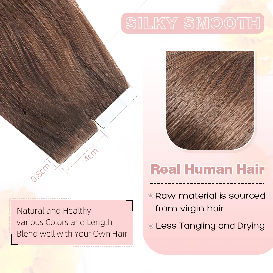 Neitsi PU Skin Weft Invisible Tape In Hair Extensions Natural Straight Remy Human Hair Seamless Adhesives Handtied Tape Ins