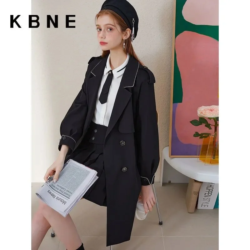 Long Windbreaker Coat Women's Spring Popular Coat 2023 Autumn New Long-sleeved short Coat Female Trench Double Breasted Outwear