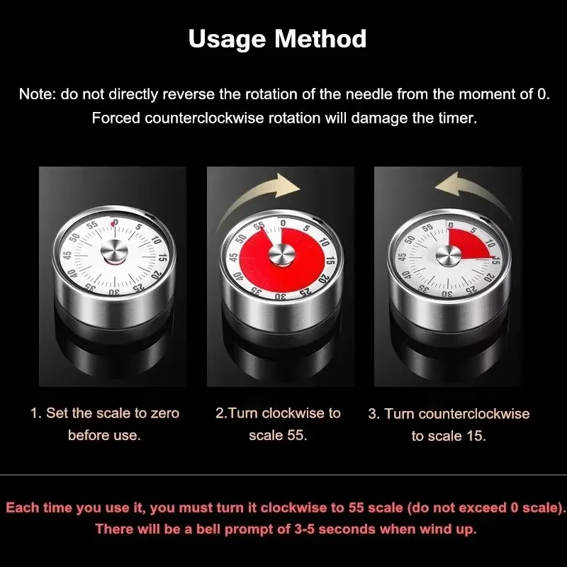 Visual Timer Countdown Reminder Magnetic Mechanical for Classroom Kitchen