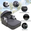 79.9" Outdoor Sunbed with Adjustable Canopy, Double lounge, PE Rattan Daybed, Gray Wicker And Cushion 5
