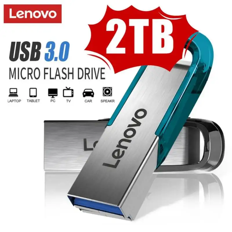 Lenovo-unidad Flash USB 3,0, Pendrive de 2TB, 1TB, 512GB, 256GB, 3,0, 128GB, resistente al agua, para PC