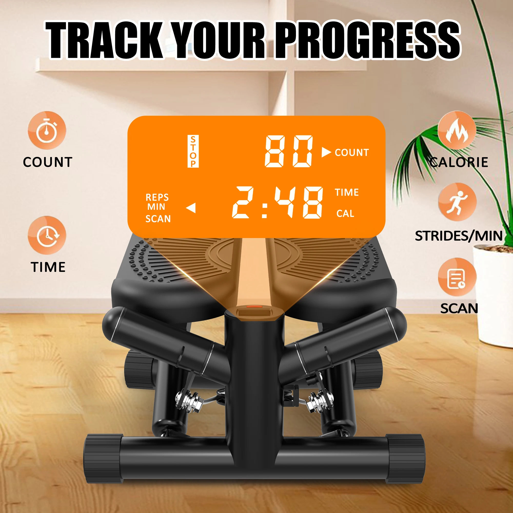 Description Picture 3 of itemSteppers for Exercise - Mini Stair Stepper Machine with Resistance Bands 330lbs Twist Stepper Portable Exercise EquipmentStepper