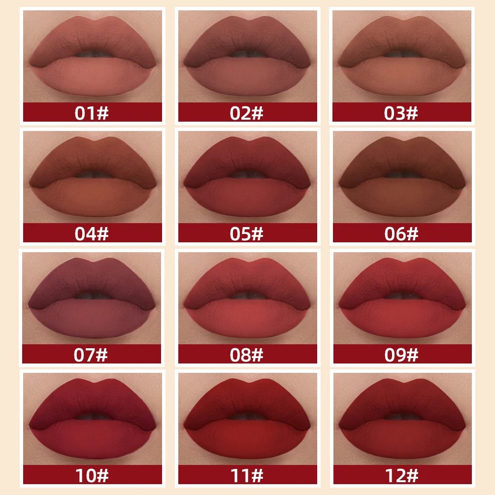 Nude Matte Lip Gloss 24 Colors Long-lasting Velvet Lipstick Waterproof Non-stick Cup Sexy Red Dark Lip Tint Makeup Cosmetic 2