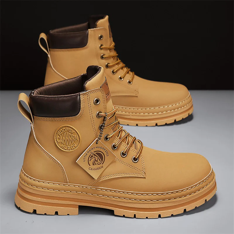 Mens Boots Casual Winter Shoes Platform Leather Outdoor Designer Luxury Work Safety Ankle Sneakers Chelsea Cowboy Tactical
