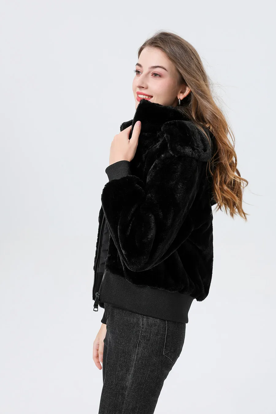 AP 2023 fashion winter woman coats faux fur jackets hood detachable 2 layers cotton padding fur coat