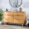 Modern Grooved Handle Wood 6-Drawer Dresser, 52 Inch, Natural Pine 2