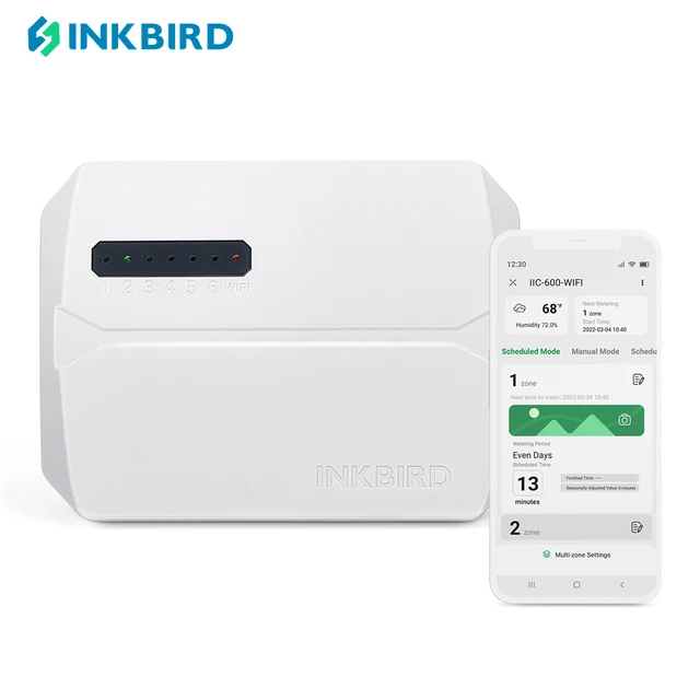 Inkbird 6 Zónák Eu Dugó Intelligens Sprinkler Automatikus Öntözővezérlő Wi-Fi Vezérlővel Támogatja Az Eső Kihagyása Szezonális Beállítást