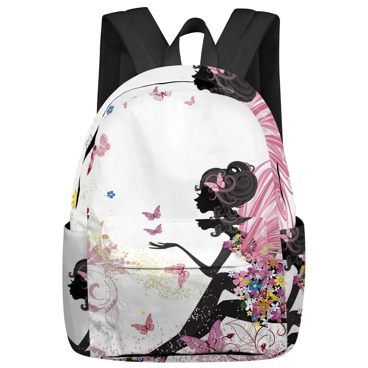 

African Girl Butterfly Cartoon Large Capacity Backpack Men Laptop Bags High School Teen College Girl Student Mochila