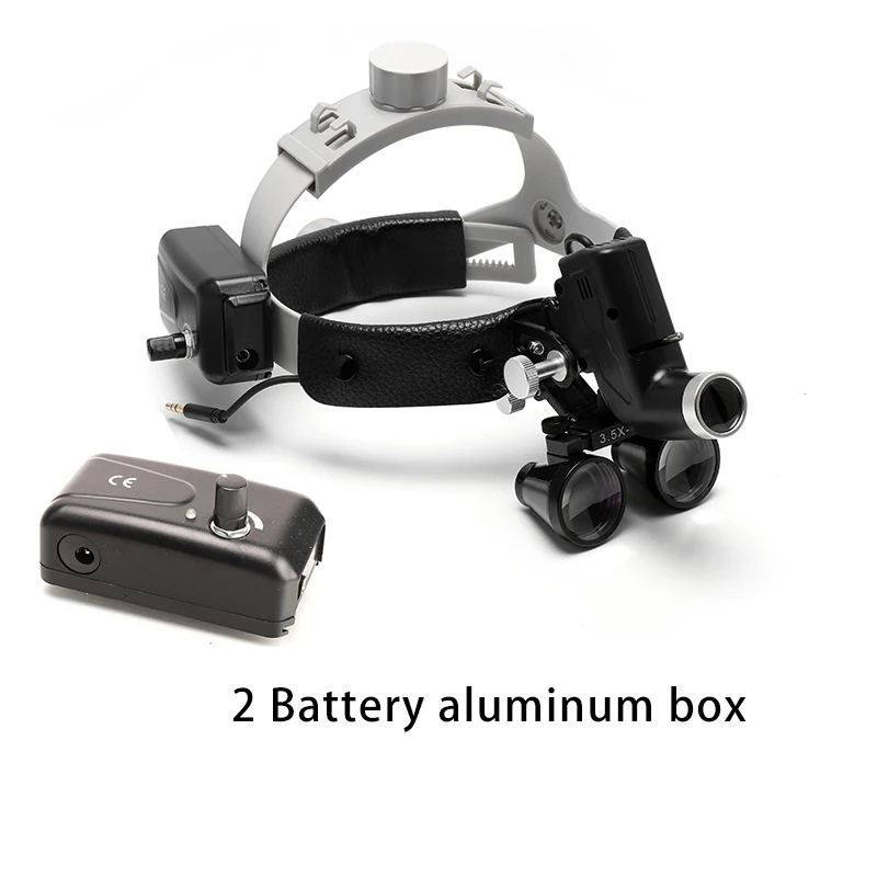 

2.5X 3.5X Dental Binocular Loupes magnifying glass with 5W Surgical LED Headlight Headband Brightness Spot Ajustable Wireless