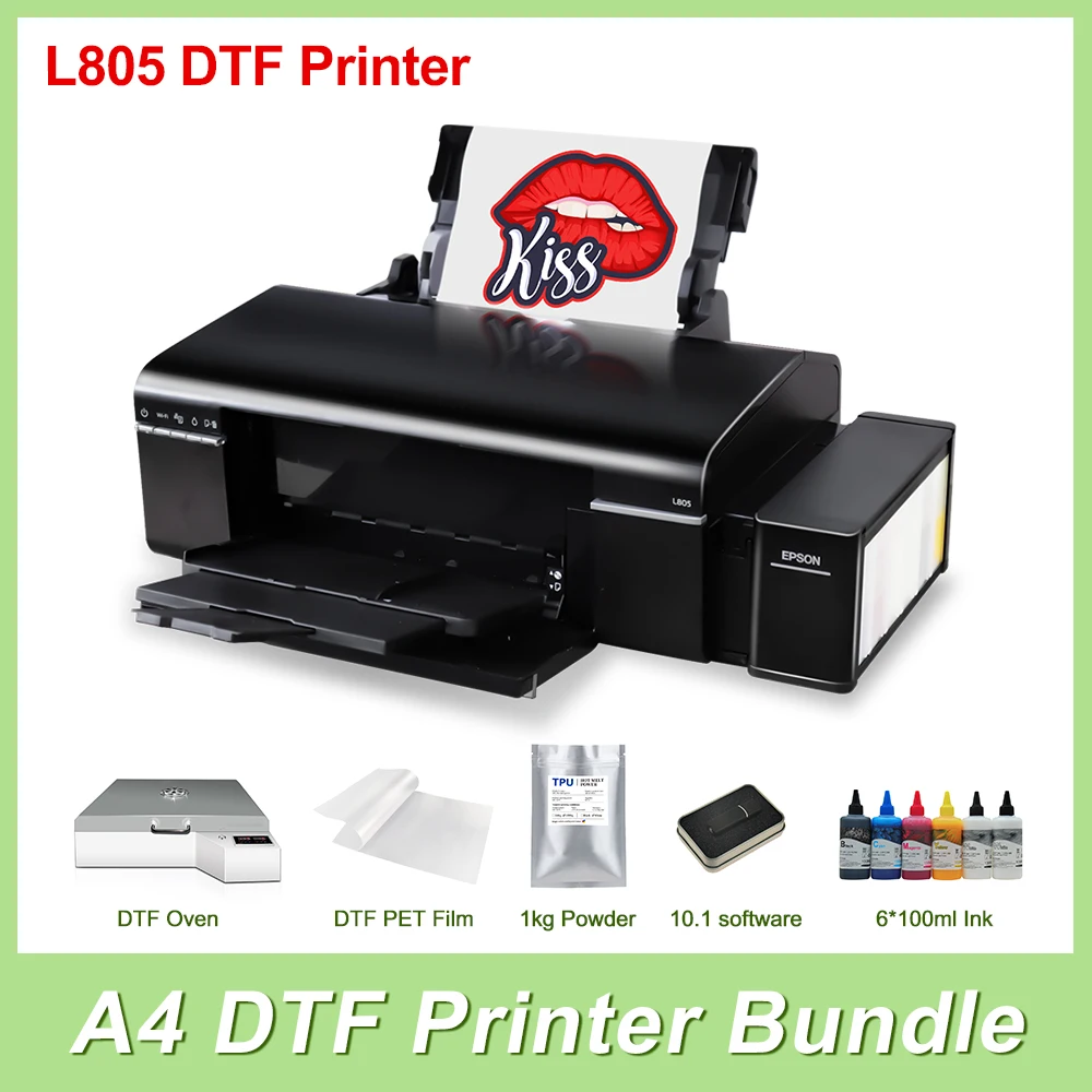 

Принтер DTF A4 для печати на футболках, принтер Epson L805, Преобразованный DTF, стартовый комплект, пленка для прямой передачи A4 DTF Impressora