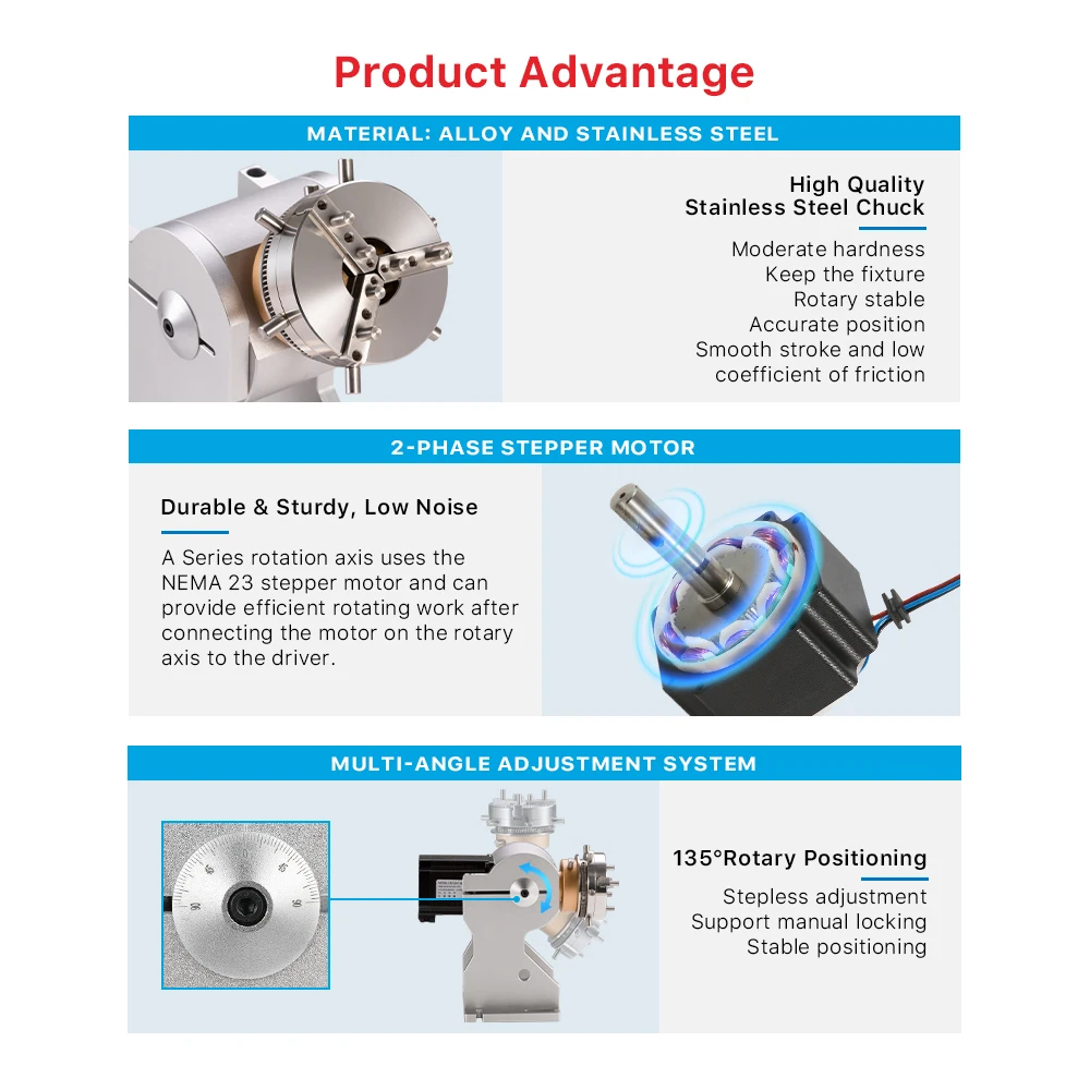 Rotary worktable Ultrarayc Rotary Attachment Dia.69/80/100mm Device Fixture Gripper Three Chuck Rotary Worktable for Laser Marking Parts Machine