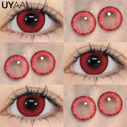 Halloween Cosplay Red Anime Eye Contact Lenses - Graduated Colored Makeup Accessory (Vampire Red)
