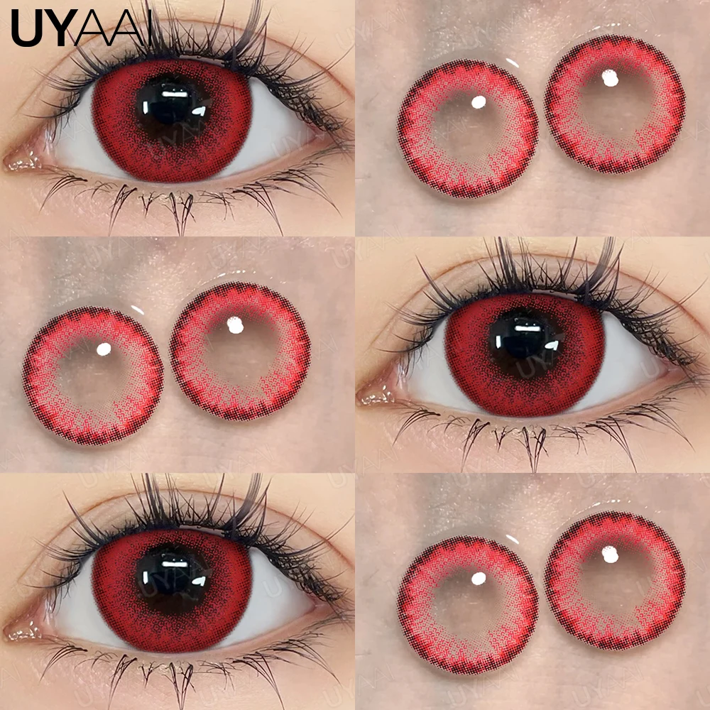 UYAAI Cosmetics Color Contact Lenses Cosplay Red Color Lens Anime Black Lenses Korean Lenses Grow Eye Big Eye lens Blue Lenses