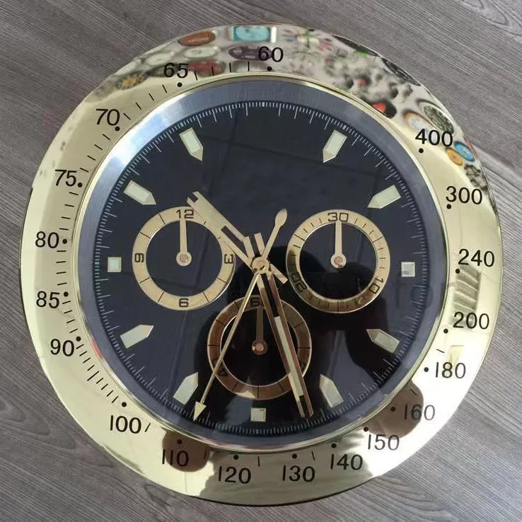 Rol Wall Clock with Date Large Modern Design Metal Watch Shape Silent Calender Quartz Needle