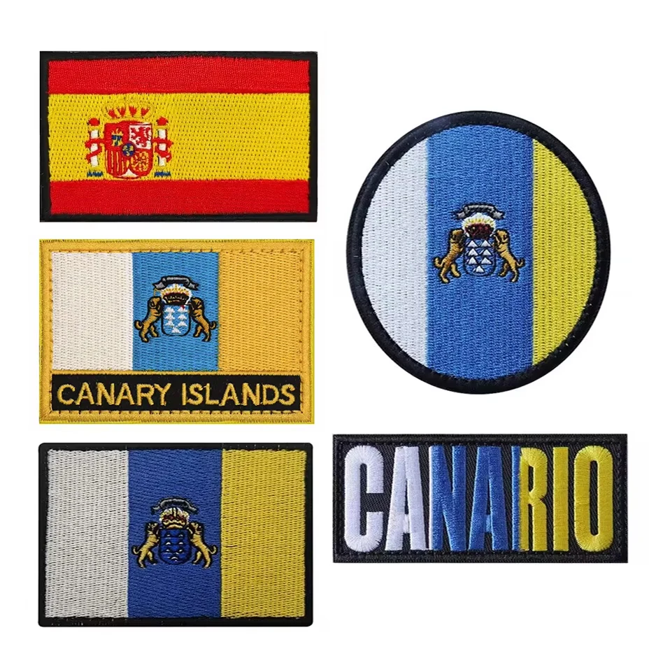 Canary Islands Spain Flag Embroidered Flags Patches For Clothing Backpack