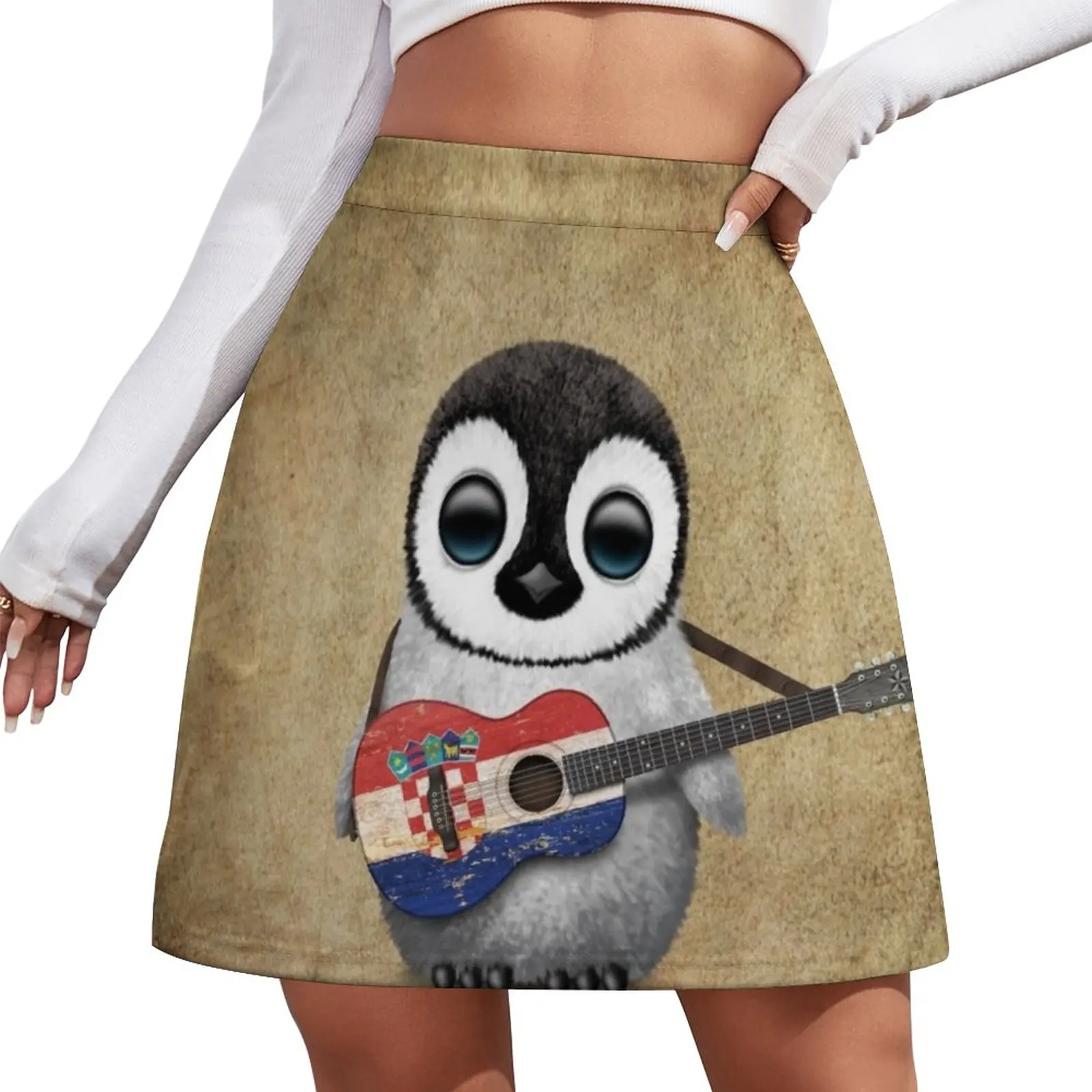 Baby Penguin Playing Croatian Flag Guitar Mini Skirt luxury evening dresses 2023 Women's summer skirts