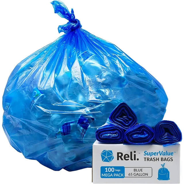 Reli. SuperValue 65 Gallon Trash Bags | 120 Count | Made in USA | Heavy  Duty | Bulk | Black Multi-Use Garbage Bags