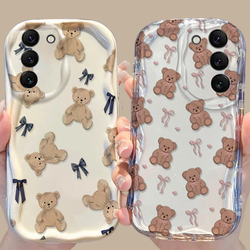 Cute Bow Teddy Bear Silicone Cartoon Phone Case Cover