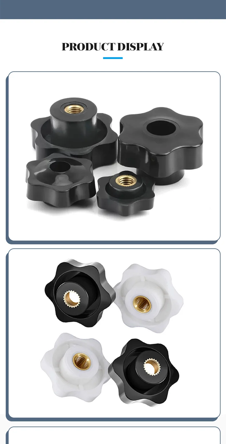 4-15pcs M4 M5 M6 M8 M10 M12 Thumb Knob Nut Black White Clamping Handle Plum Thread Hand Mechanical Manual Tighten Star Nuts