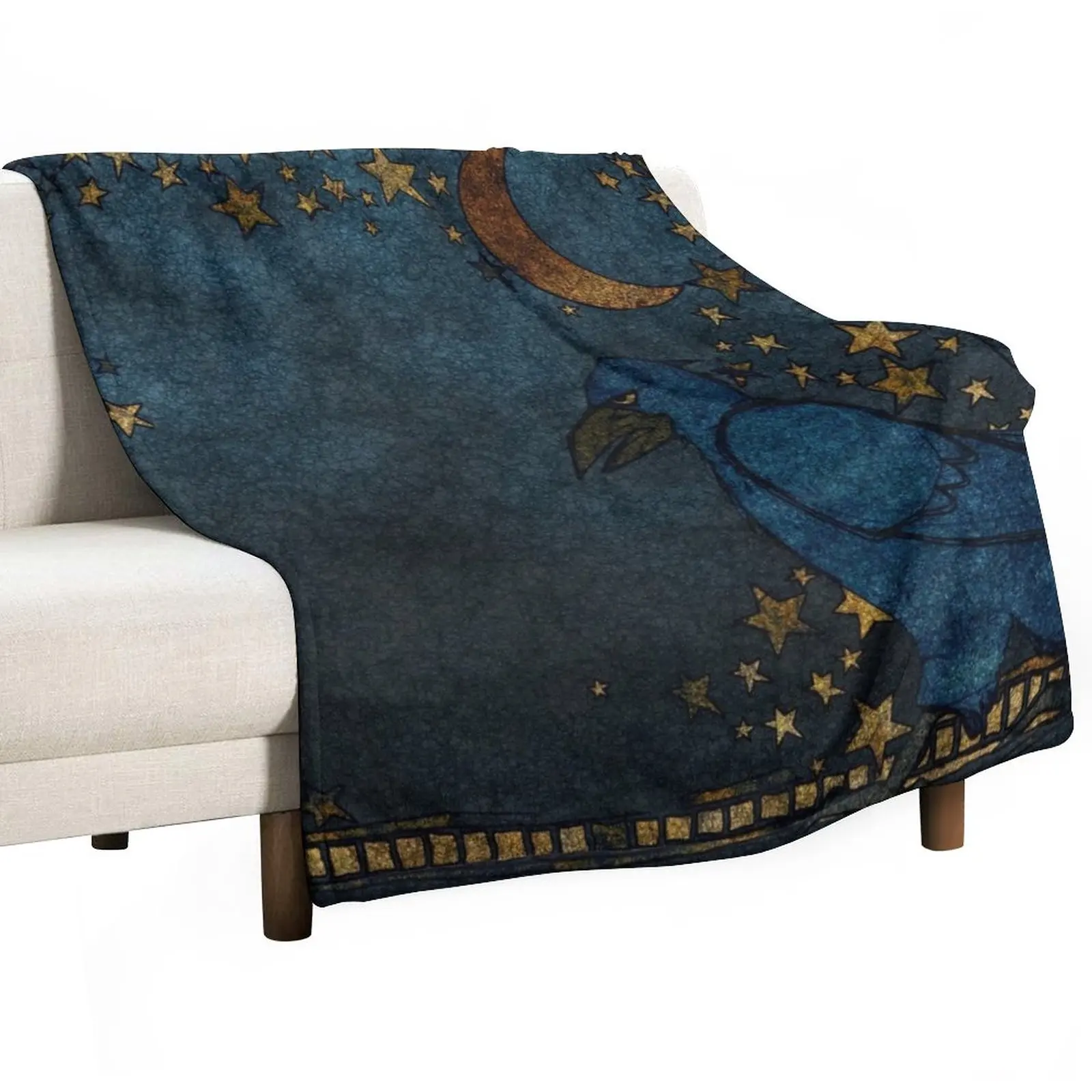 

The Raven and the Moon - original work Throw Blanket Soft Bed Blankets Furry Blankets Tourist Blanket
